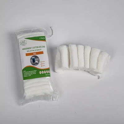 Laine de coton en Zigzag absorbante médicale pliée en coton blanchi pur absorbant médical en gros d'usine